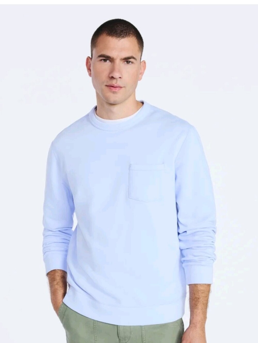 New Free Assembly Light Blue Crewneck Pocket Sweatshirt 2XL